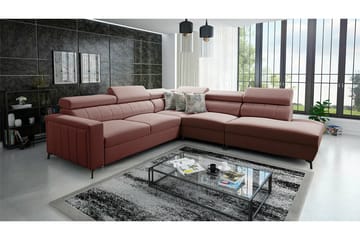Galbally 4-sits Högervänd Hörnbäddsoffa 128x210 cm med Förvaring i Sammet - Rosa - Möbler - Soffa - Bäddsoffa