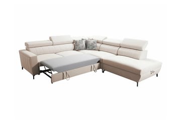 Galbally 4-sits Högervänd L-formad Hörnbäddsoffa med Förvaring i Tyg - Brun - Möbler - Soffa - Bäddsoffa
