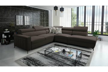 Galbally 4-sits Högervänd L-formad Hörnbäddsoffa med Förvaring i Tyg - Brun - Möbler - Soffa - Bäddsoffa