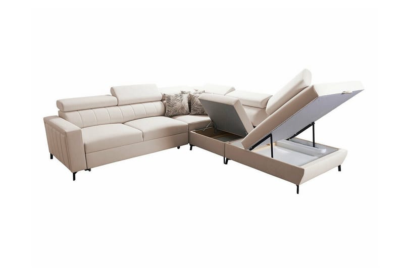 Galbally 4-sits Hörnbäddsoffa NO_BRAND beige - Möbler - Soffa - Bäddsoffa