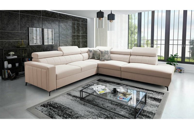 Galbally 4-sits Hörnbäddsoffa NO_BRAND beige - Möbler - Soffa - Bäddsoffa