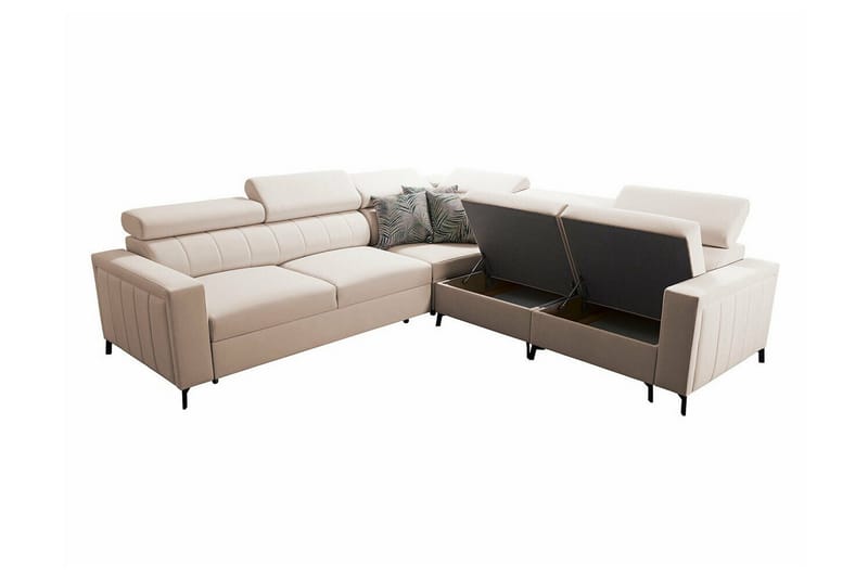 Galbally 4-sits Hörnbäddsoffa NO_BRAND beige - Möbler - Soffa - Bäddsoffa