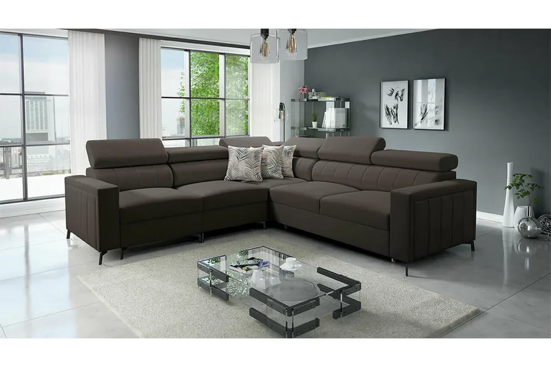 Galbally 4-sits Hörnbäddsoffa NO_BRAND Black - Möbler - Soffa - Bäddsoffa