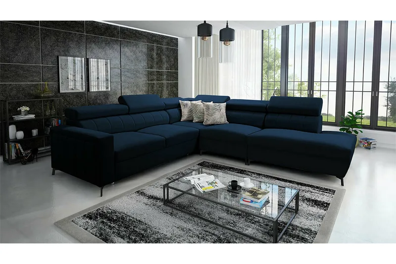 Galbally 4-sits Hörnbäddsoffa NO_BRAND Dark blue - Möbler - Soffa - Bäddsoffa