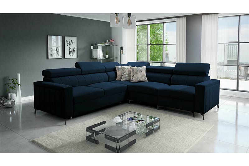 Galbally 4-sits Hörnbäddsoffa NO_BRAND Dark blue - Möbler - Soffa - Bäddsoffa