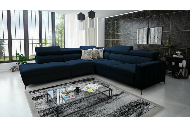 Galbally 4-sits Hörnbäddsoffa NO_BRAND Dark blue - Möbler - Soffa - Bäddsoffa