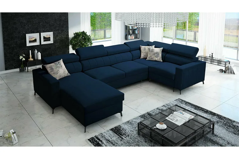Galbally 4-sits Hörnbäddsoffa NO_BRAND Dark blue - Möbler - Soffa - Bäddsoffa