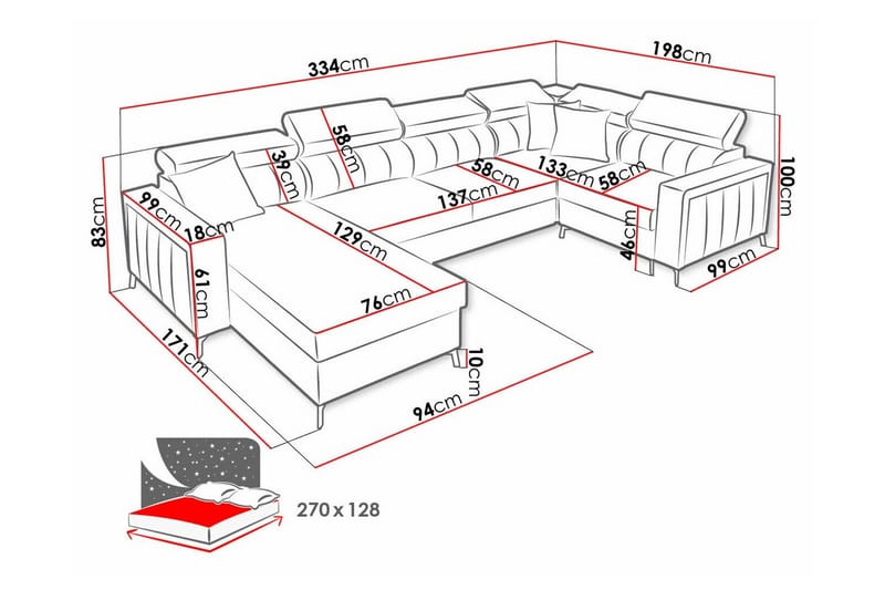 Galbally 4-sits Hörnbäddsoffa NO_BRAND Dark brown - Möbler - Soffa - Bäddsoffa