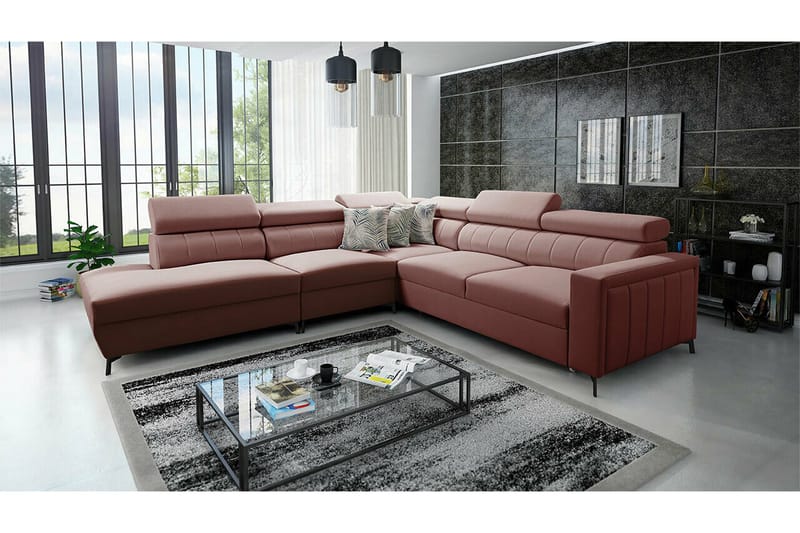 Galbally 4-sits Hörnbäddsoffa NO_BRAND Light brown - Möbler - Soffa - Bäddsoffa