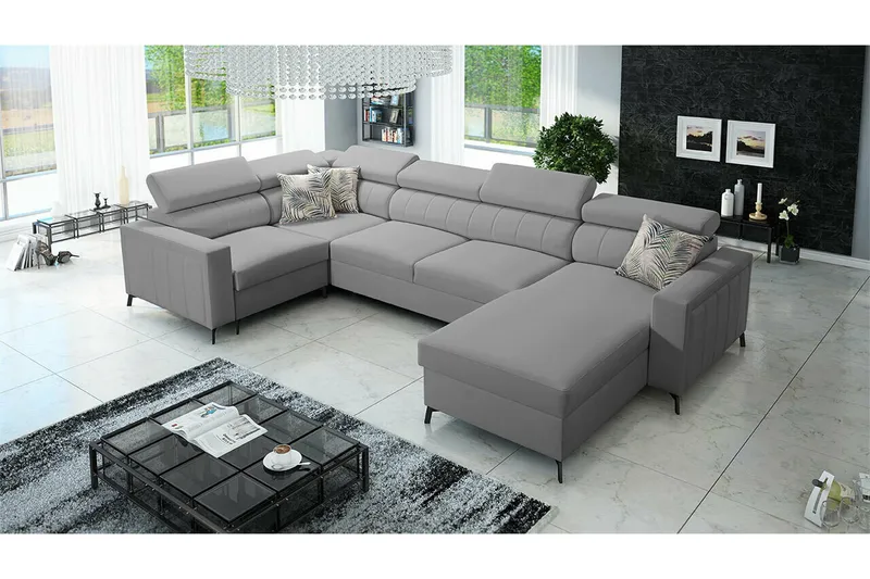 Galbally 4-sits Hörnbäddsoffa NO_BRAND Light grey - Möbler - Soffa - Bäddsoffa