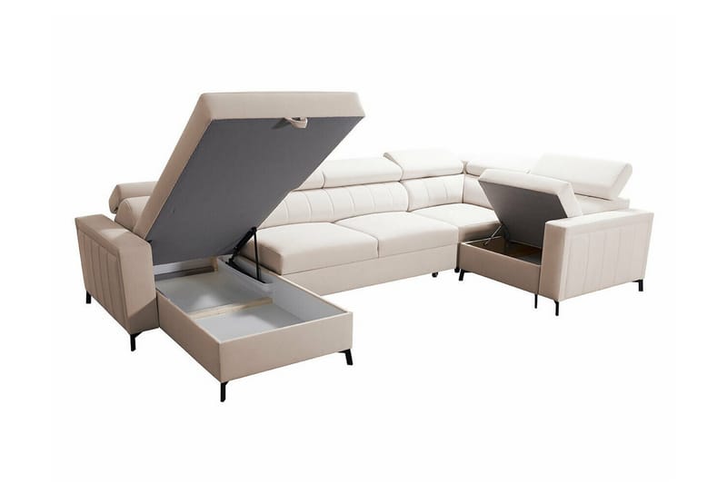 Galbally 4-sits Hörnbäddsoffa NO_BRAND Light grey - Möbler - Soffa - Bäddsoffa