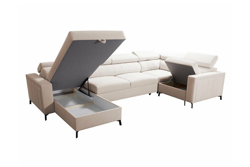 Galbally 4-sits Hörnbäddsoffa NO_BRAND Light pink - Möbler - Soffa - Bäddsoffa