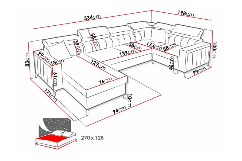Galbally 4-sits Hörnbäddsoffa - Möbler - Soffa - Bäddsoffa