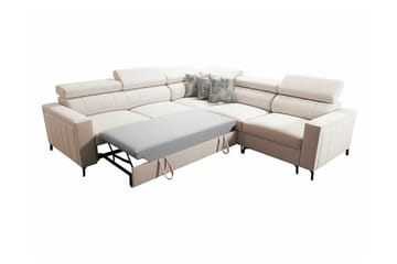 Galbally 4-sits Längsbäddad Bäddsoffa 128x210 cm med Förvaring i Sammet - Beige - Möbler - Soffa - Bäddsoffa