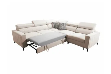 Galbally 4-sits Längsbäddad Bäddsoffa 128x210 cm med Förvaring i Sammet - Grå - Möbler - Soffa - Bäddsoffa