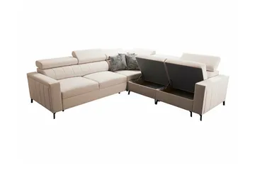 Galbally 4-sits Längsbäddad Bäddsoffa 128x210 cm med Förvaring i Sammet - Rosa - Möbler - Soffa - Bäddsoffa