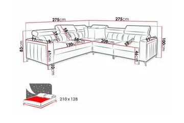 Galbally 4-sits L-formad Bäddsoffa med Förvaring i Tyg - Beige - Möbler - Soffa - Bäddsoffa