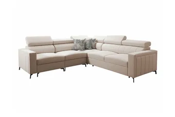 Galbally 4-sits L-formad Bäddsoffa med Förvaring i Tyg - Beige - Möbler - Soffa - Bäddsoffa