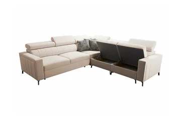 Galbally 4-sits L-formad Bäddsoffa med Förvaring i Tyg - Beige - Möbler - Soffa - Bäddsoffa