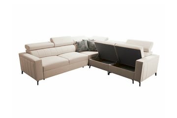 Galbally 4-sits L-formad Bäddsoffa med Förvaring i Tyg - Mörkbrun - Möbler - Soffa - Bäddsoffa
