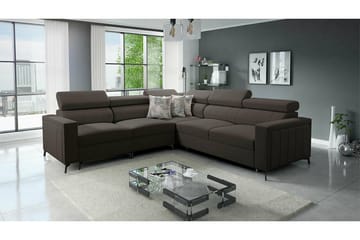 Galbally 4-sits L-formad Bäddsoffa med Förvaring i Tyg - Mörkbrun - Möbler - Soffa - Bäddsoffa