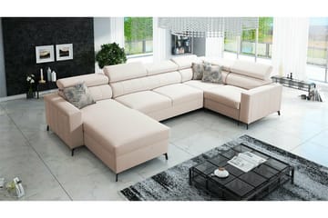 Galbally 4-sits U-formad Hörnbäddsoffa med Förvaring i Tyg - Beige - Möbler - Soffa - Bäddsoffa
