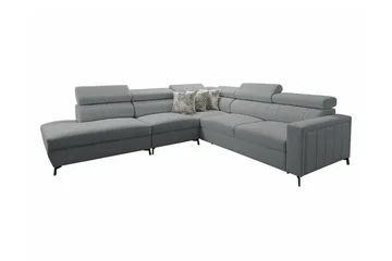 Galbally 4-sits Vänster Hörnbäddsoffa 128x210 cm med Förvaring i Sammet - Grå - Möbler - Soffa - Bäddsoffa