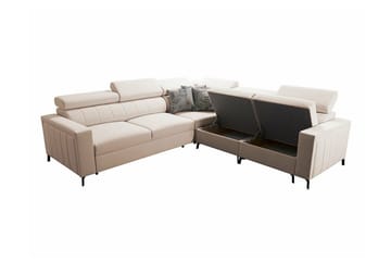 Galbally 4-sits Vänster L-formad Bäddsoffa med Förvaring i Sammet - Blå - Möbler - Soffa - Bäddsoffa
