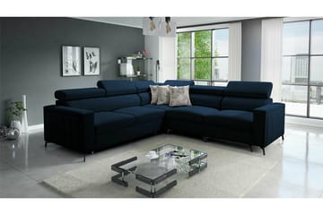 Galbally 4-sits Vänster L-formad Bäddsoffa med Förvaring i Sammet - Blå - Möbler - Soffa - Bäddsoffa