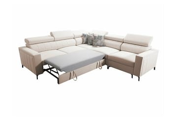 Galbally 4-sits Vänster L-formad Bäddsoffa med Förvaring i Tyg - Brun - Möbler - Soffa - Bäddsoffa