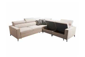 Galbally 4-sits Vänster L-formad Bäddsoffa med Förvaring i Tyg - Brun - Möbler - Soffa - Bäddsoffa