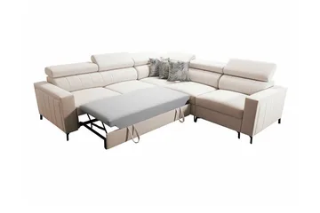 Galbally 4-sits Vänster L-formad Bäddsoffa med Förvaring i Tyg - Grå - Möbler - Soffa - Bäddsoffa