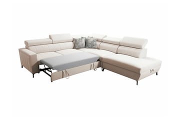Galbally 4-sits Vänstervänd Hörnbäddsoffa 128x210 cm med Förvaring i Sammet - Blå - Möbler - Soffa - Bäddsoffa