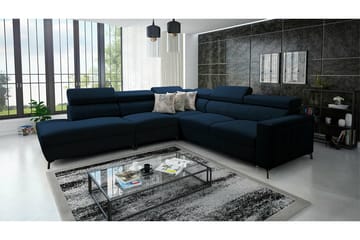 Galbally 4-sits Vänstervänd Hörnbäddsoffa 128x210 cm med Förvaring i Sammet - Blå - Möbler - Soffa - Bäddsoffa