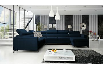 Galbally 5-sits Höger U-formad Hörnbäddsoffa med Förvaring i Sammet - Blå - Möbler - Soffa - Bäddsoffa