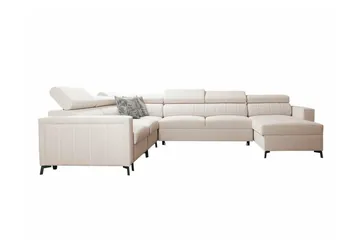 Galbally 5-sits Höger U-formad Hörnbäddsoffa med Förvaring i Tyg - Beige - Möbler - Soffa - Bäddsoffa