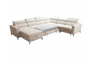 Galbally 5-sits Höger U-formad Hörnbäddsoffa med Förvaring i Tyg - Beige - Möbler - Soffa - Bäddsoffa