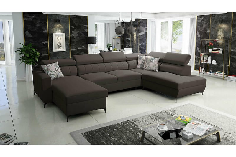 Galbally 5-sits Hörnbäddsoffa Dark brown - Möbler - Soffa - Bäddsoffa
