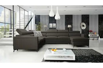 Galbally 5-sits Hörnbäddsoffa Dark brown - Möbler - Soffa - Bäddsoffa