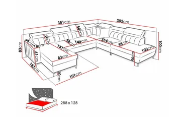 Galbally 5-sits Hörnbäddsoffa Light grey - Möbler - Soffa - Bäddsoffa