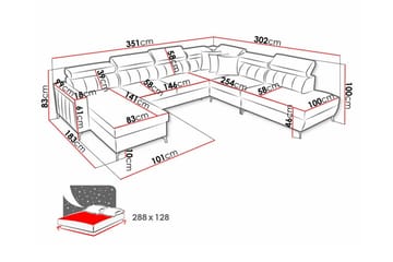 Galbally 5-sits Hörnbäddsoffa Light grey/Dark grey - Möbler - Soffa - Bäddsoffa