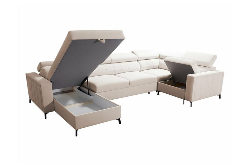 Galbally 5-sits Hörnbäddsoffa NO_BRAND beige - Möbler - Soffa - Bäddsoffa