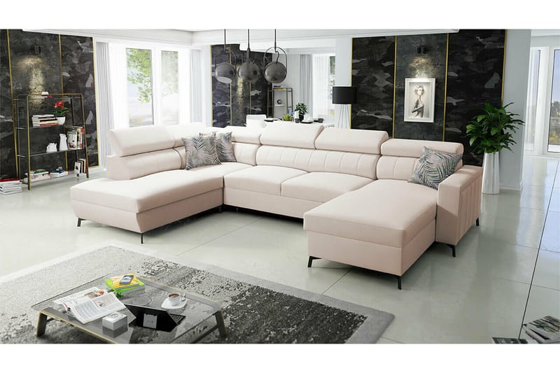 Galbally 5-sits Hörnbäddsoffa NO_BRAND Beige - Möbler - Soffa - Bäddsoffa