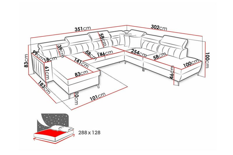 Galbally 5-sits Hörnbäddsoffa NO_BRAND beige - Möbler - Soffa - Bäddsoffa