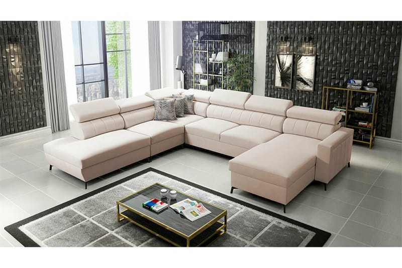 Galbally 5-sits Hörnbäddsoffa NO_BRAND beige - Möbler - Soffa - Bäddsoffa