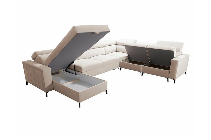 Galbally 5-sits Hörnbäddsoffa NO_BRAND beige - Möbler - Soffa - Bäddsoffa