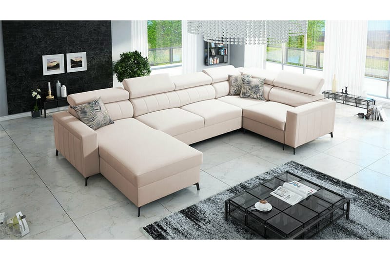 Galbally 5-sits Hörnbäddsoffa NO_BRAND beige - Möbler - Soffa - Bäddsoffa