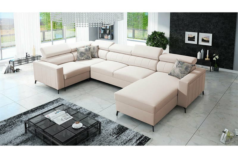 Galbally 5-sits Hörnbäddsoffa NO_BRAND beige - Möbler - Soffa - Bäddsoffa