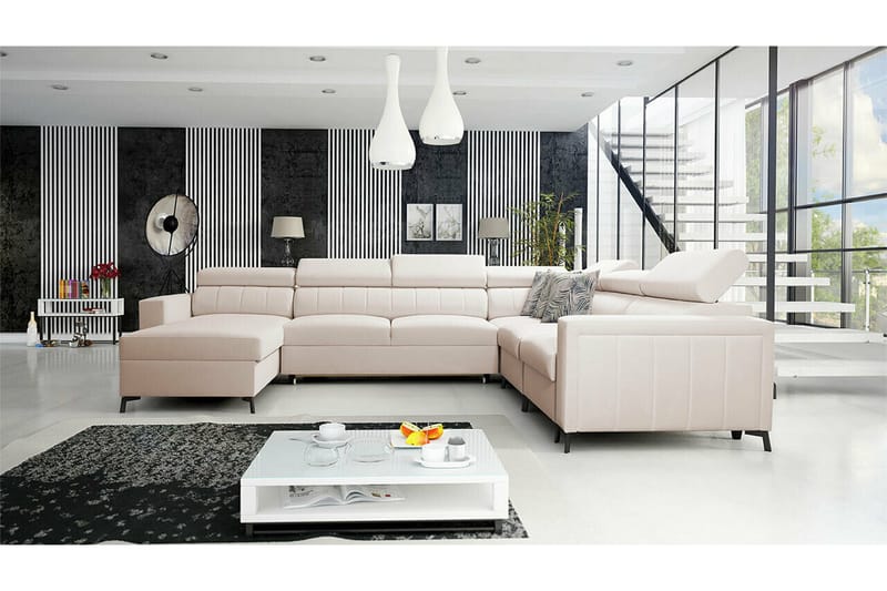 Galbally 5-sits Hörnbäddsoffa NO_BRAND beige - Möbler - Soffa - Bäddsoffa