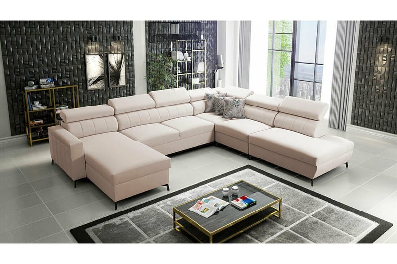 Galbally 5-sits Hörnbäddsoffa NO_BRAND beige - Möbler - Soffa - Bäddsoffa